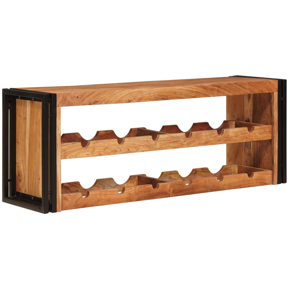 vidaXL 12 Bottle Brown Solid Acacia Wood Wall Mounted Wine Rack Image 5