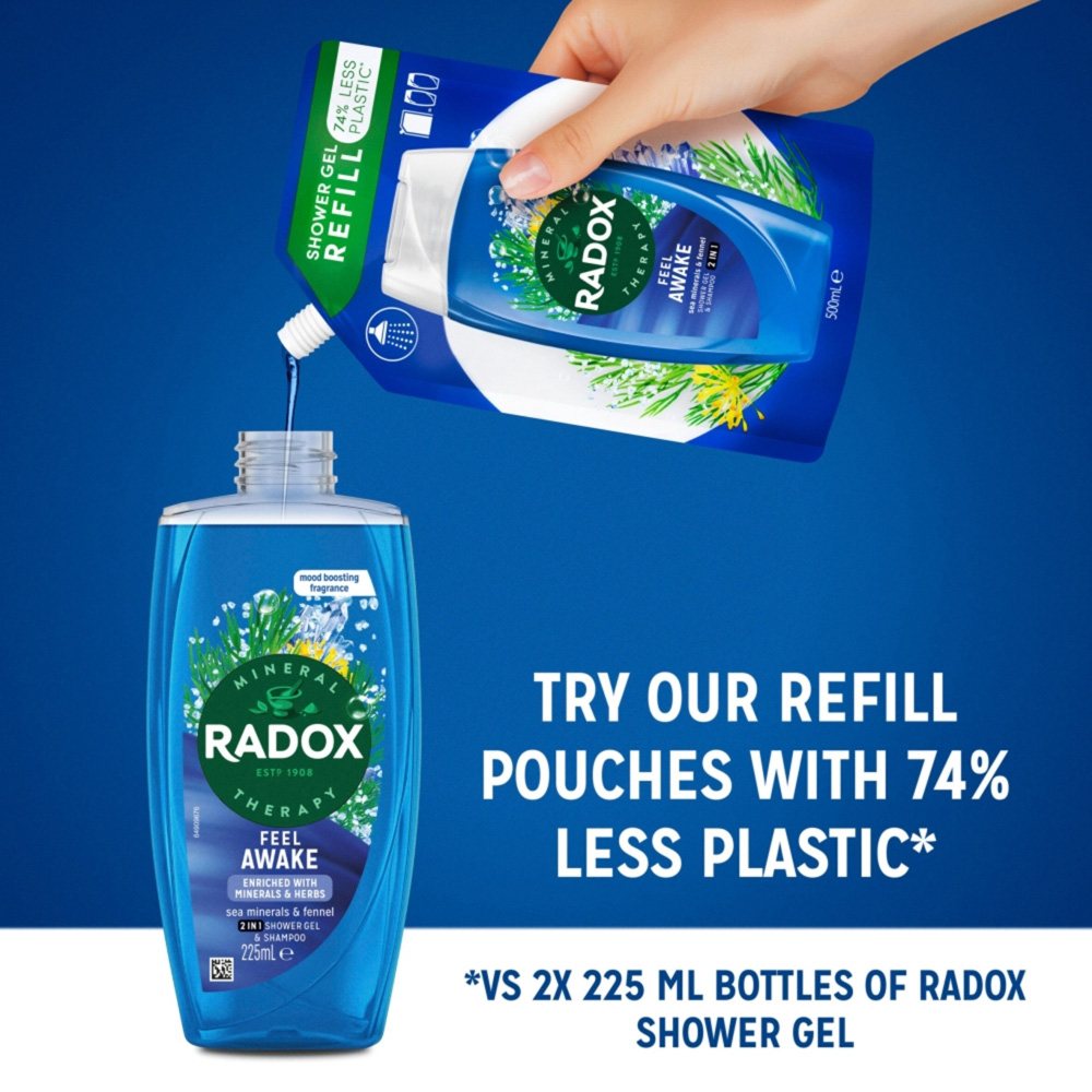 Radox 2-in-1 Feel Awake Fennel and Sea Minerals Body Wash and Shampoo 225ml 6 Pack Image 7