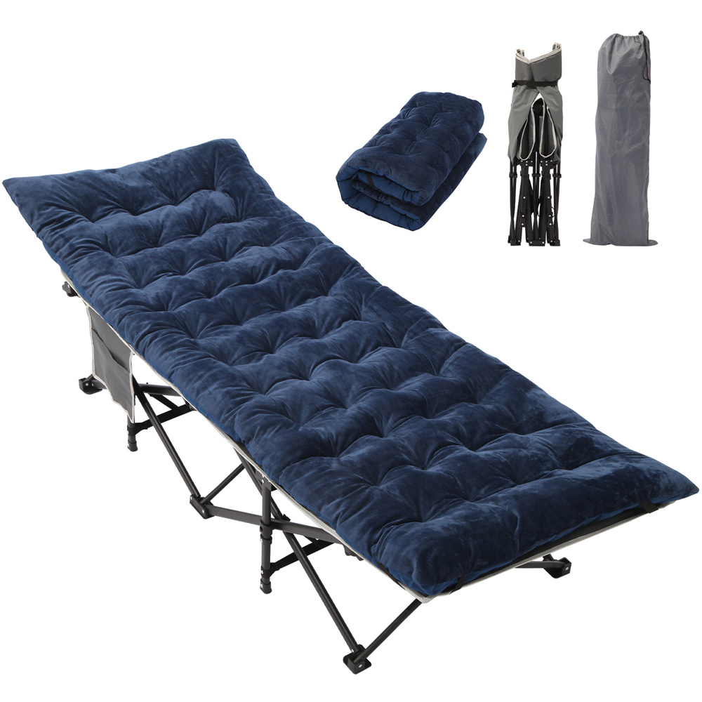 Willowmare Single Blue Portable Folding Camping Bed with Mattress Image 2