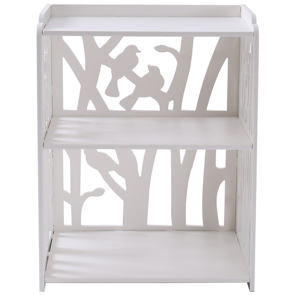 Living and Home White Rustic Small Bedside Table Image 3