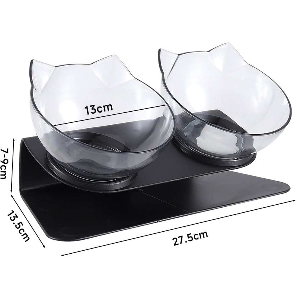 H&O Direct Transparent Double Bowl Elevated Tilted Pet Feeder with Black Stand Image 6