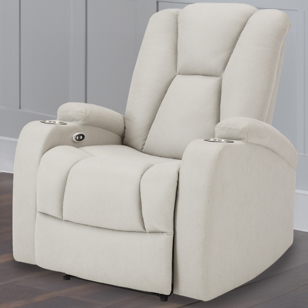 Home Detail Hannah Single Seater Light Grey Air Leather Electric Recliner Sofa Image 1