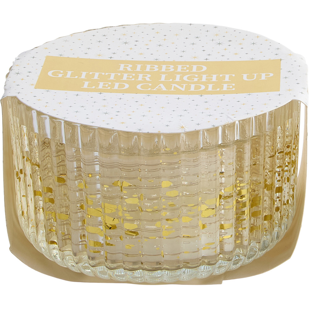 Ribbed Glitter Light-Up LED Candle Image 6