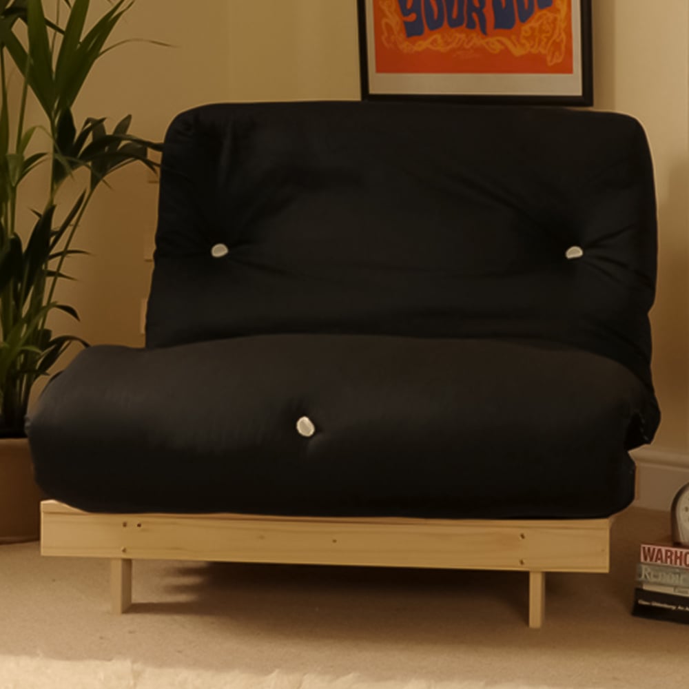 Brooklyn Luxury Single Sleeper Black Futon Base and Mattress Image 1