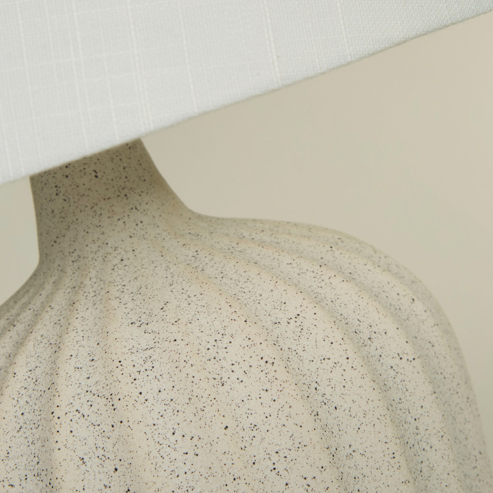 Lighting Collection Hull Cream Shade White Ribbed Ceramic Table Lamp Image 4