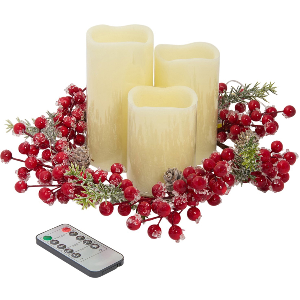 Berry LED Candle Set with Remote Image 2