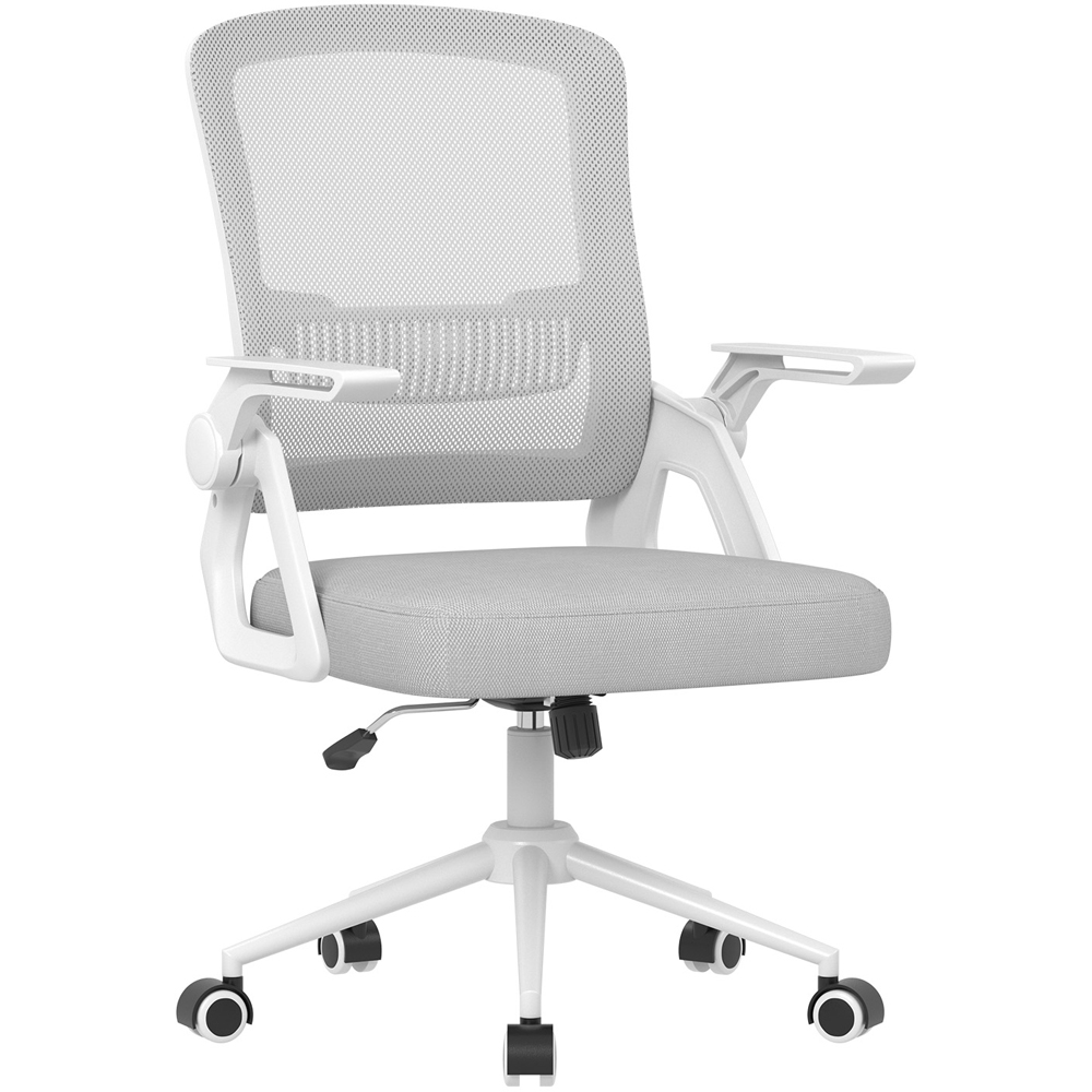 Rattrix Grey Swivel Computer Chair with Flip-Up Armrest and Lumbar Support Image 2