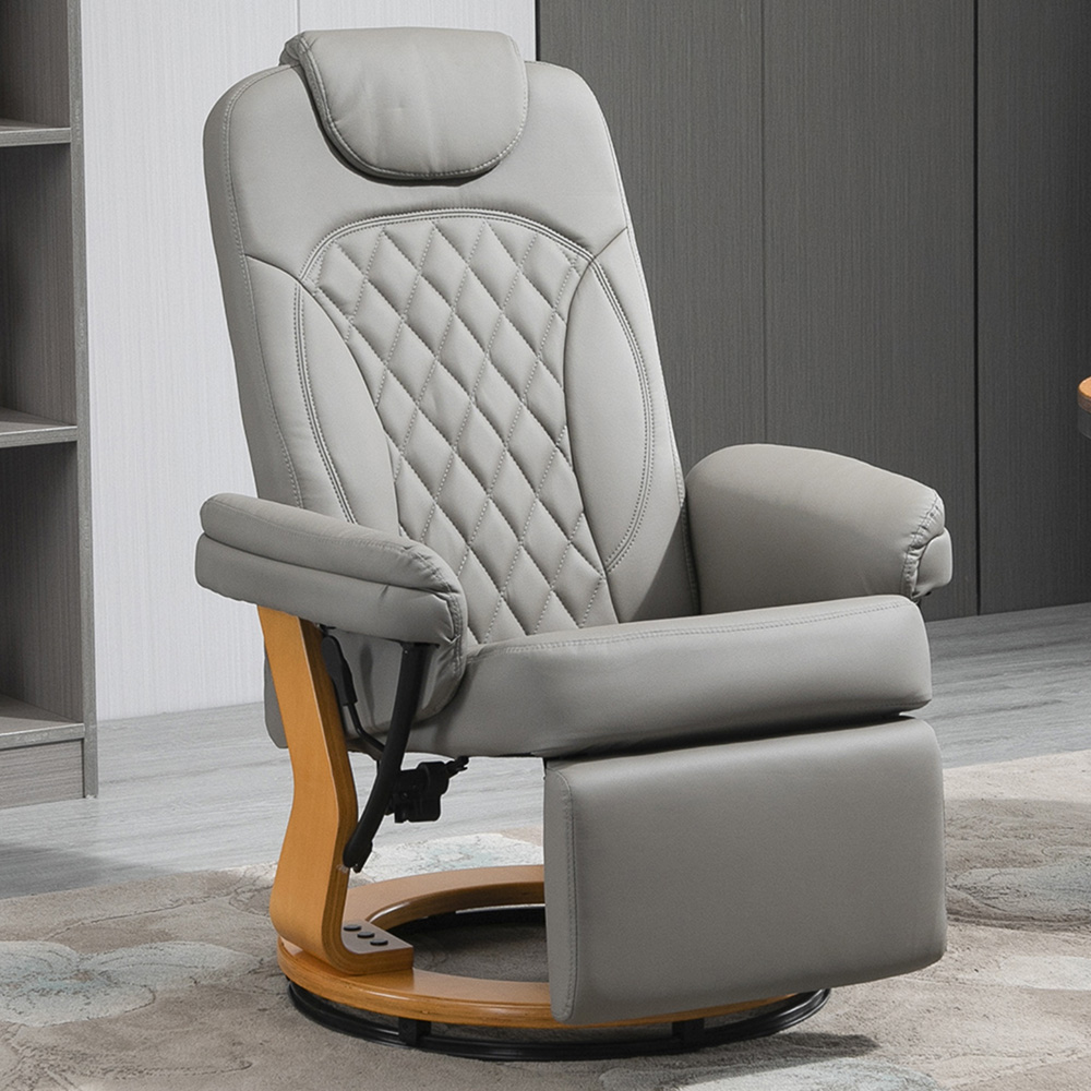 Portland Grey PU Leather Swivel Recliner Chair Image 1