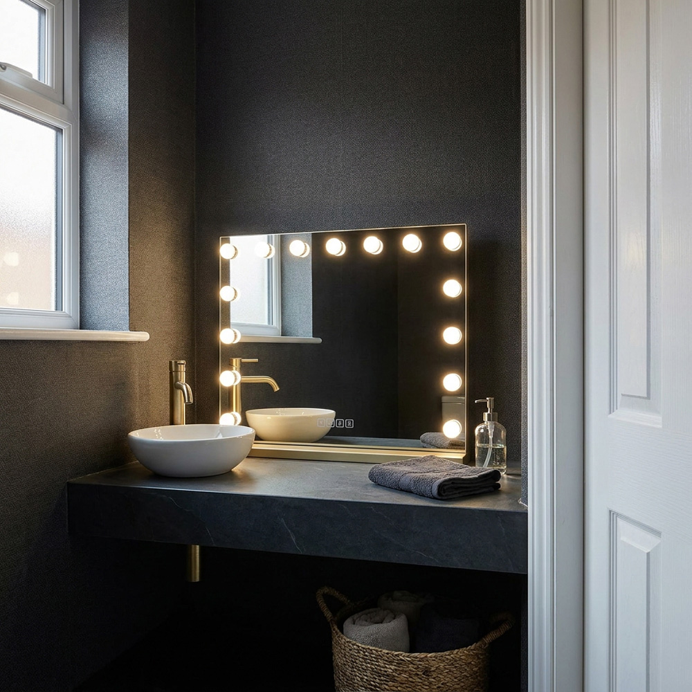 Hollywood LED Wireless Vanity Mirror Gold Image 2