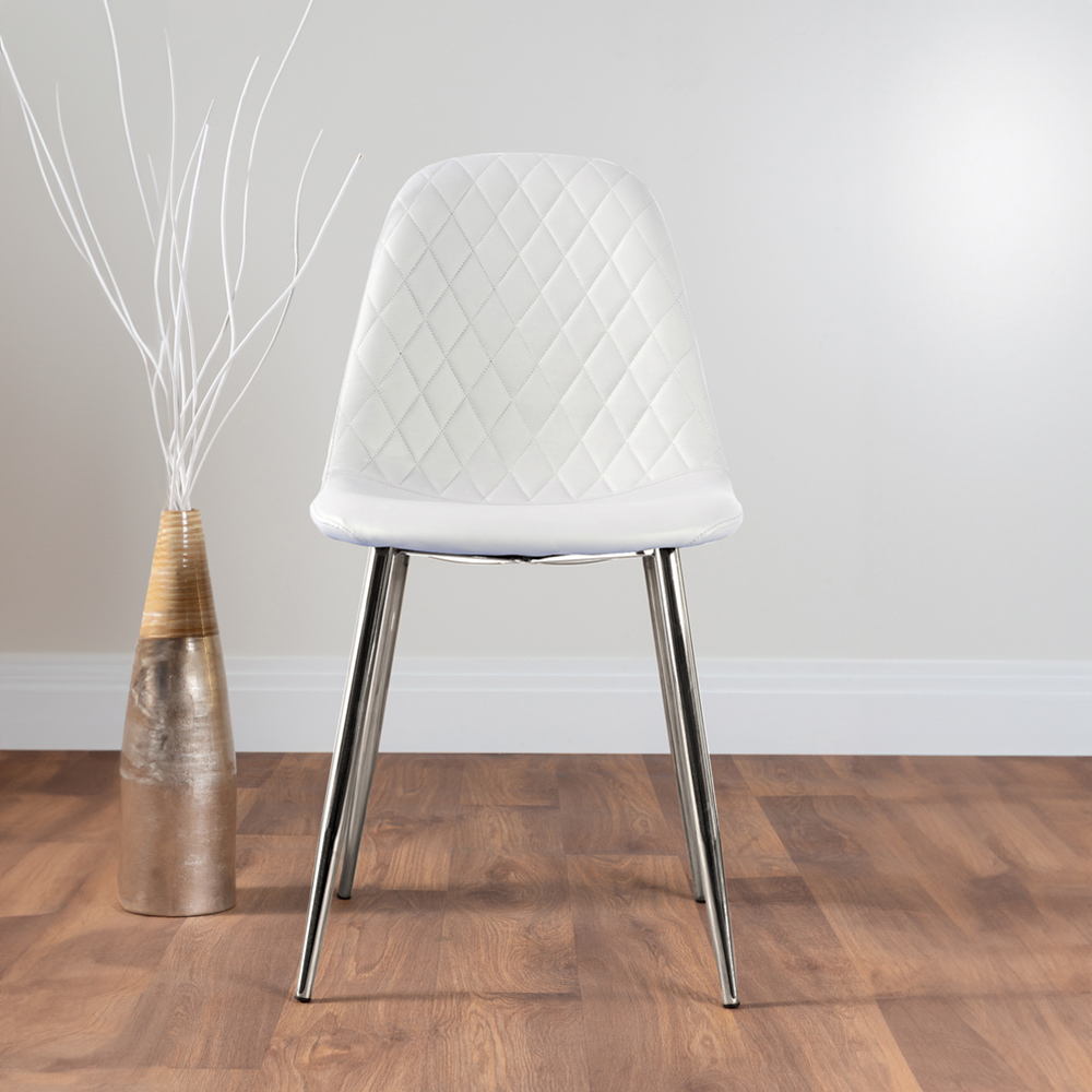 Furniturebox Elissa Solara Marble Effect 2 Seater Round Dining Set White and Chrome Image 4