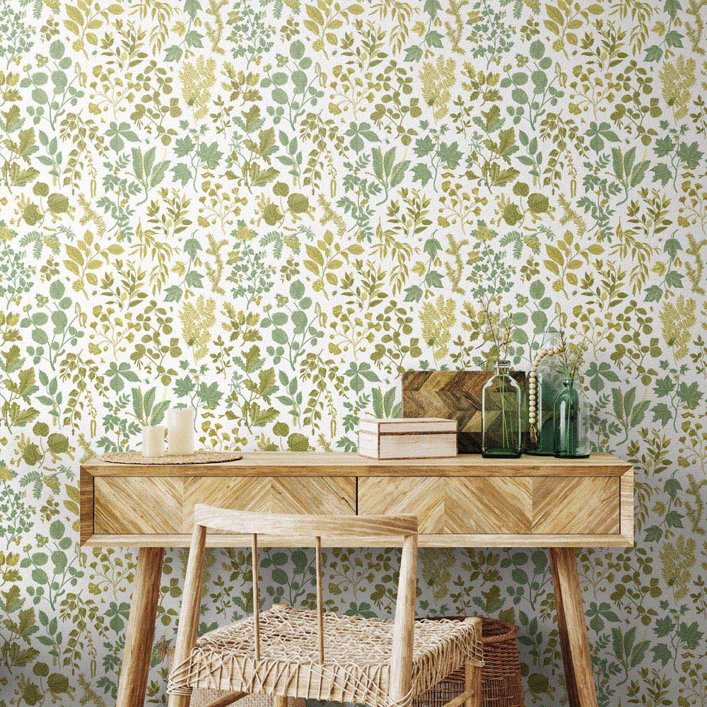 Hoopla Walls Oasis Botanical Leaves Olive Mix Wallpaper Image 2