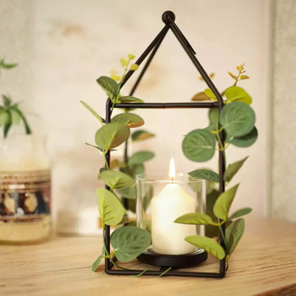 Marco Paul Eucalyptus Metal Black Candle Holder Lantern Christmas Decoration Image 2
