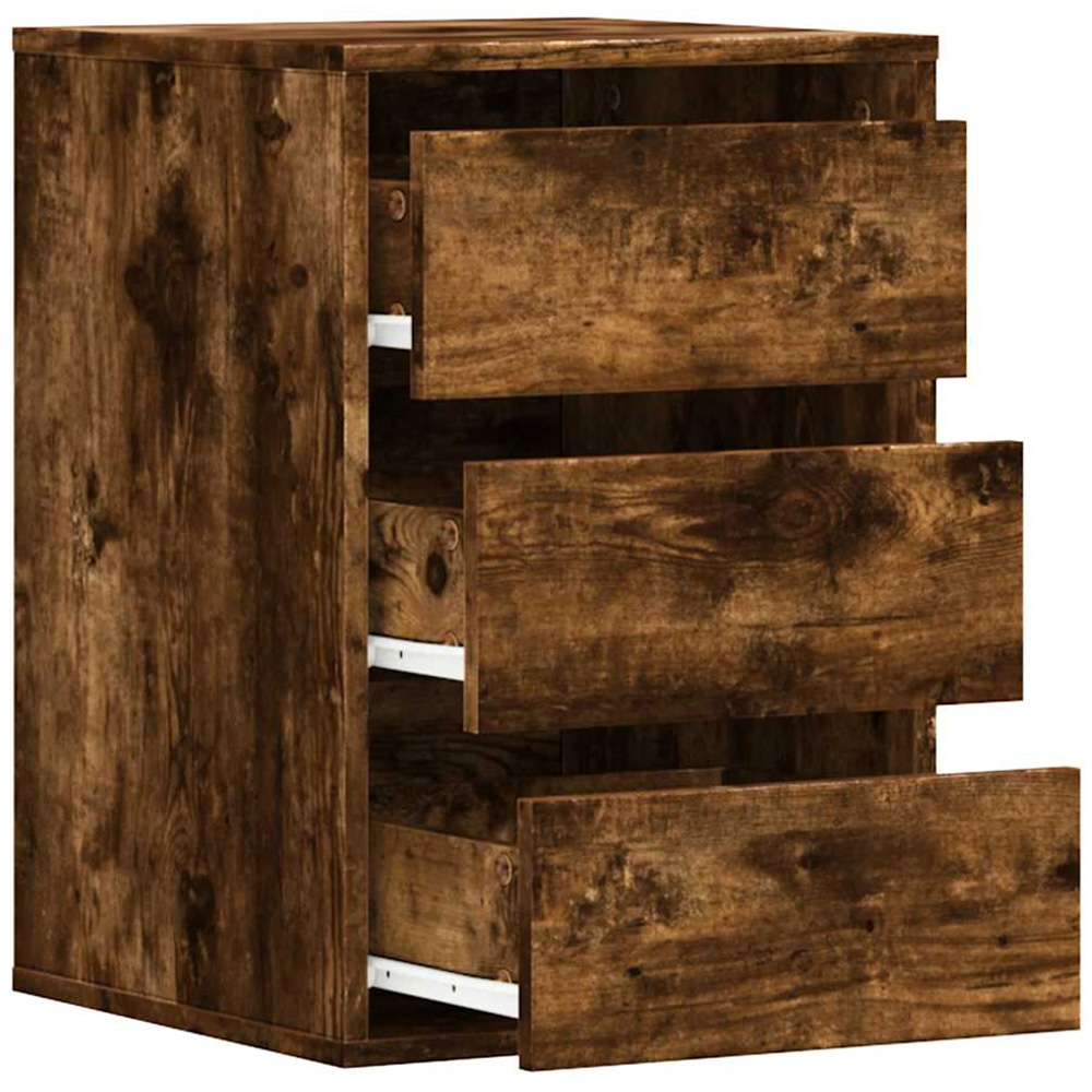 vidaXL 3 Drawer Smoked Oak Wooden Chest of Drawers Image 4