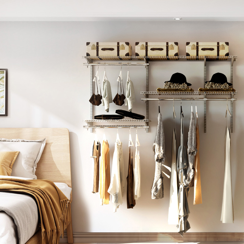 Costway Grey Adjustable Wall Mounted Closet Shelf Image 2