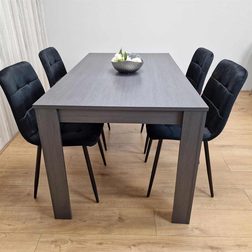 Portland 4 Seater Dining Set Dark Grey and Black Image 3