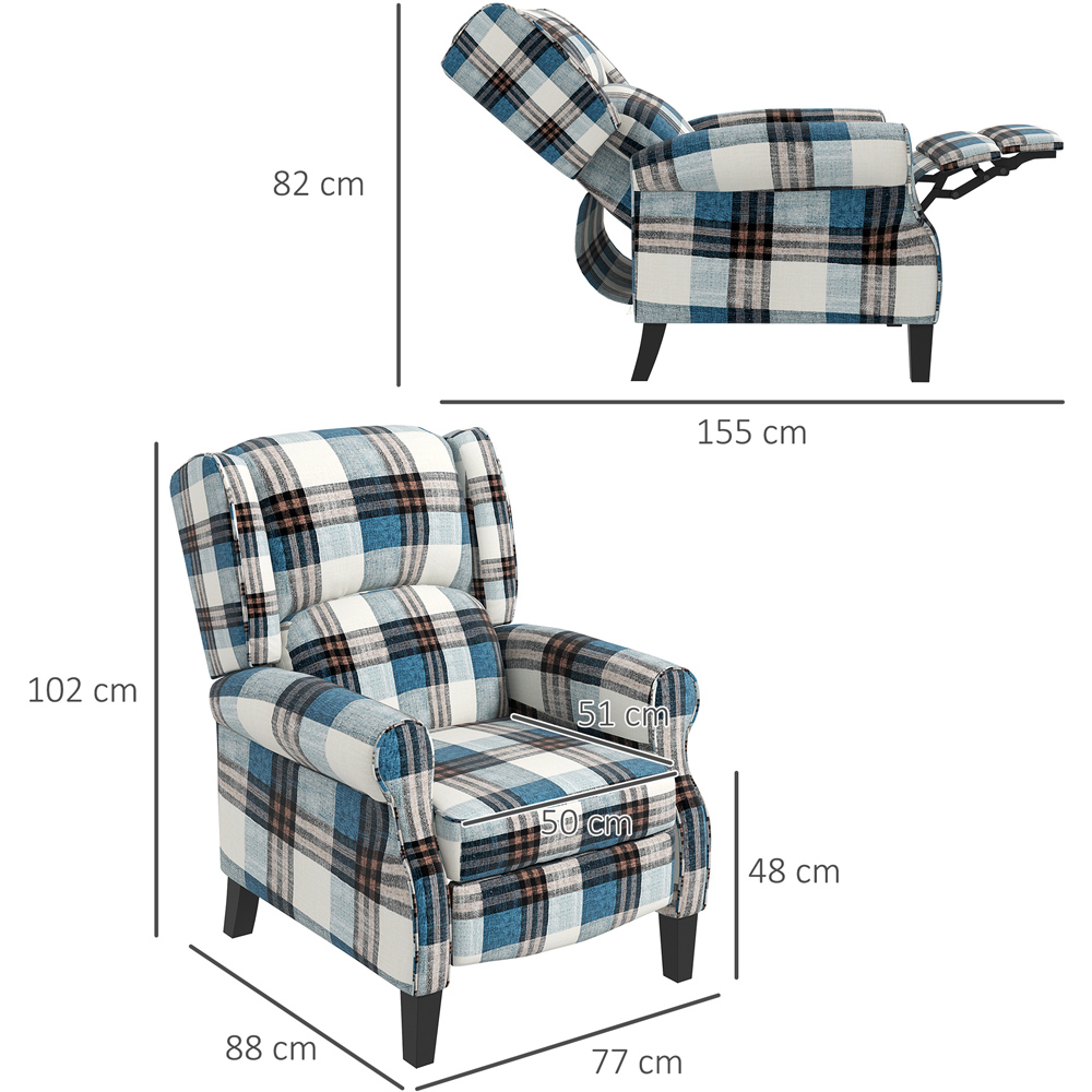 Portland Blue Wingback Reclining Chair Image 7