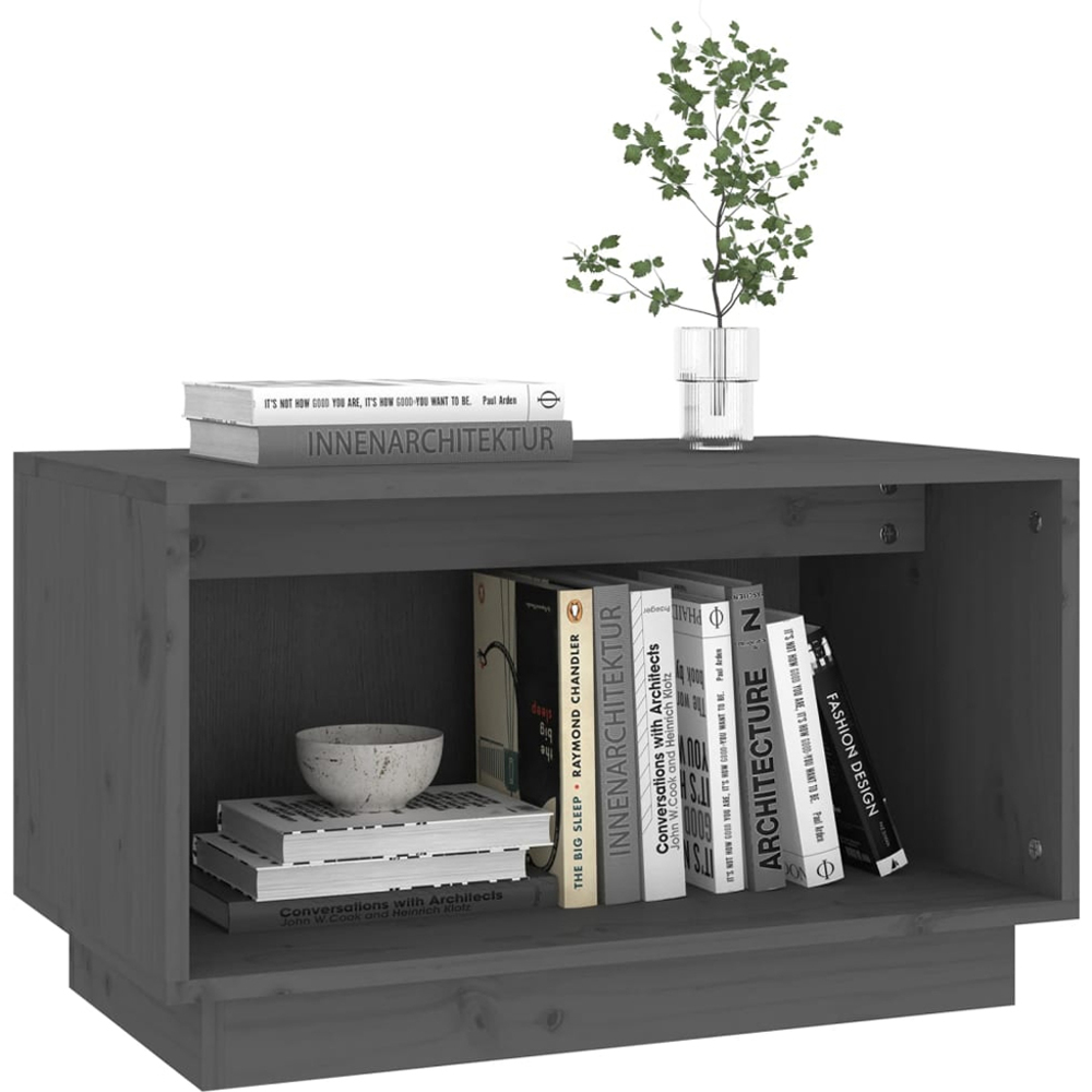 vidaXL Single Shelf Grey Solid Pine TV Cabinet Image 3