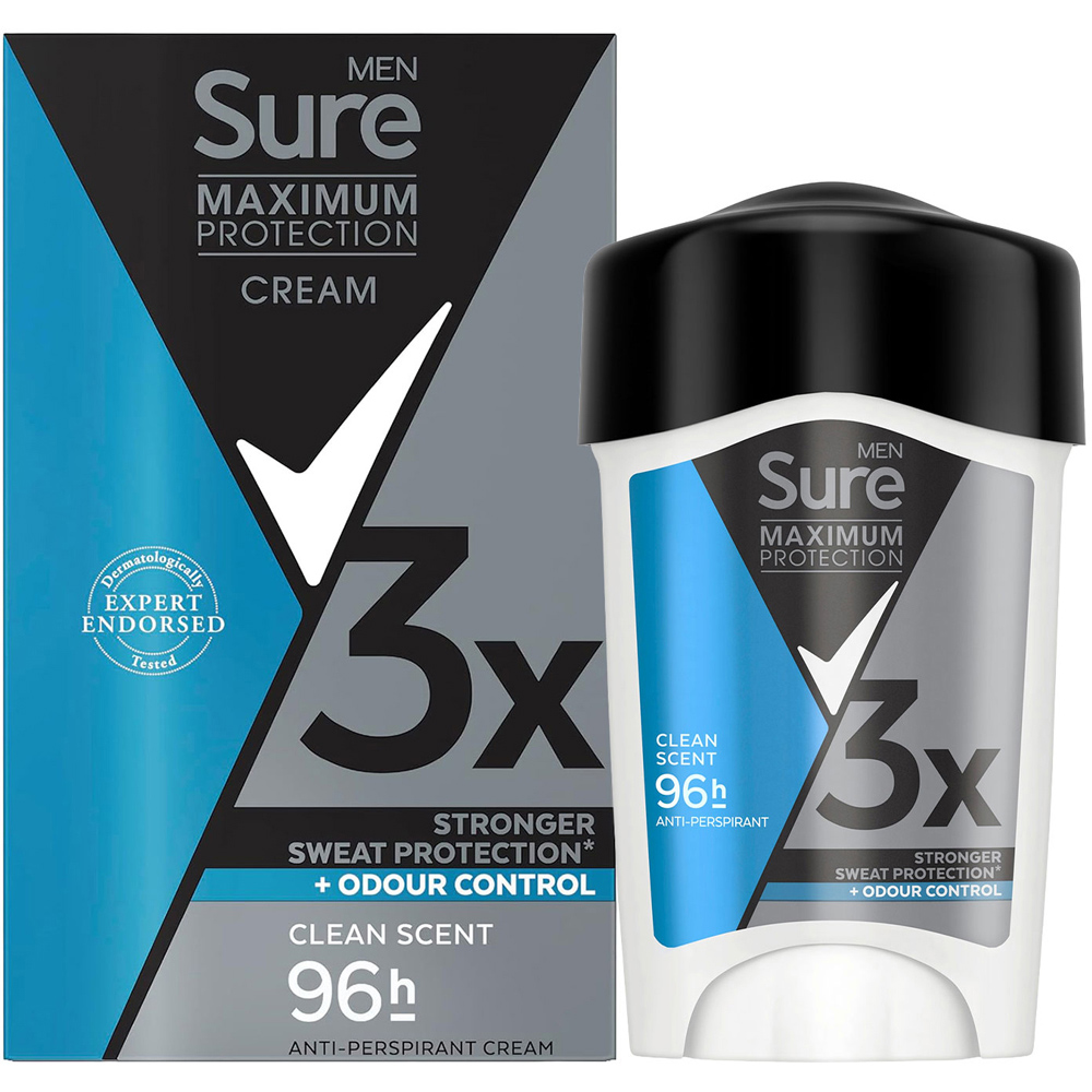 Sure Men Maximum Protection Clean Scent Anti-Perspirant Deodorant Stick 45ml 12 Pack Image 2