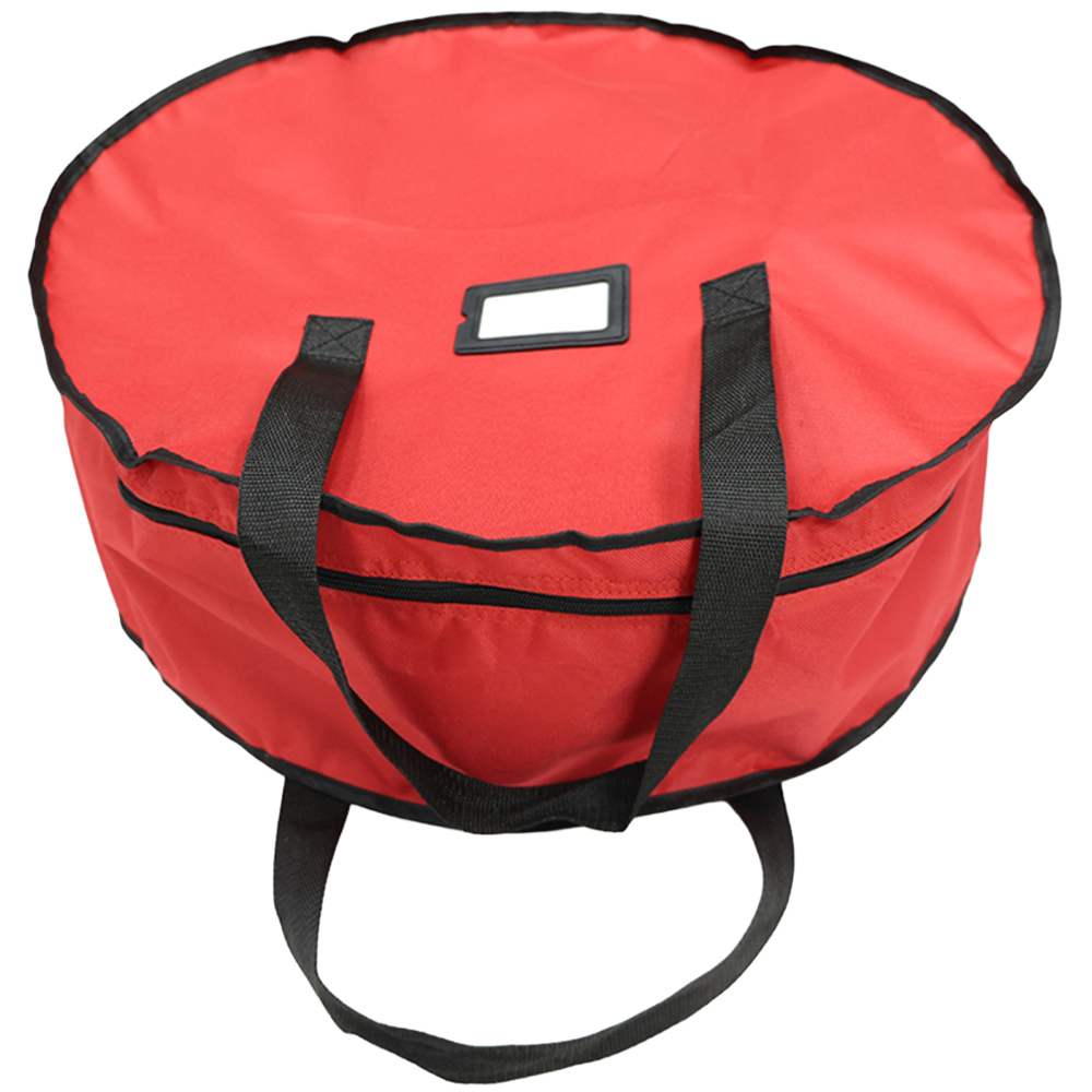 Festive Christmas Red Linen Premium Christmas Wreath Storage Bag Image 1