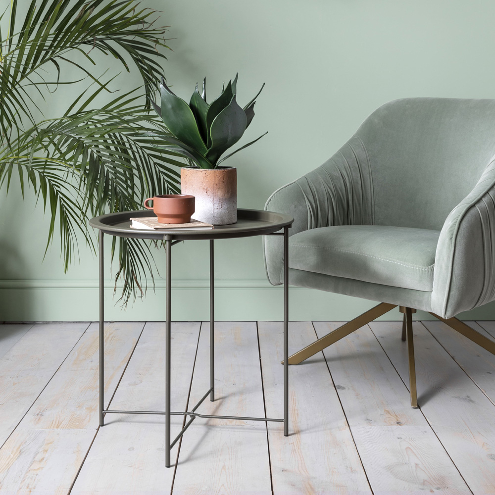 Noa and Nani Olive Green Round Metal Side Table Image 4