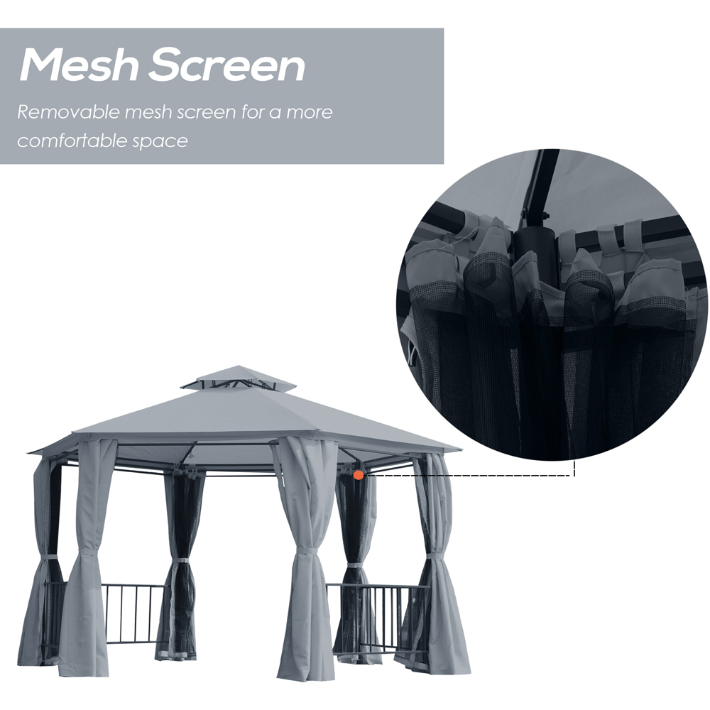 Outsunny 3 x 3m 2-Tier Grey Canopy Gazebo with Sides Image 5