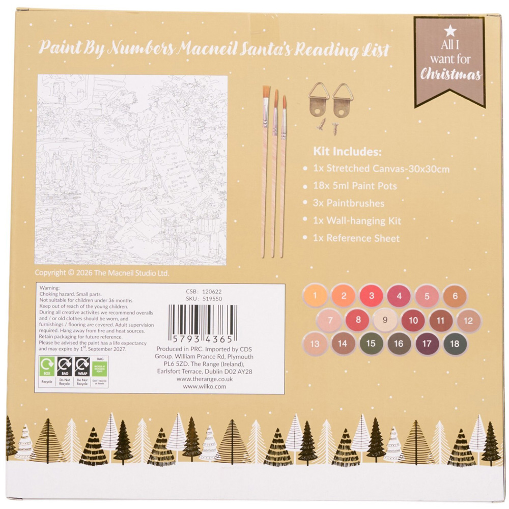 Paint by Numbers Macneil Santa's Reading List Kit Image 3