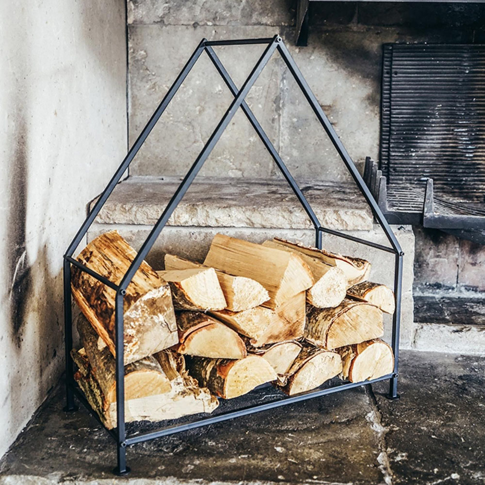 Ivyline Black Iron House-Shaped Log Holder 65 x 56cm Image 2