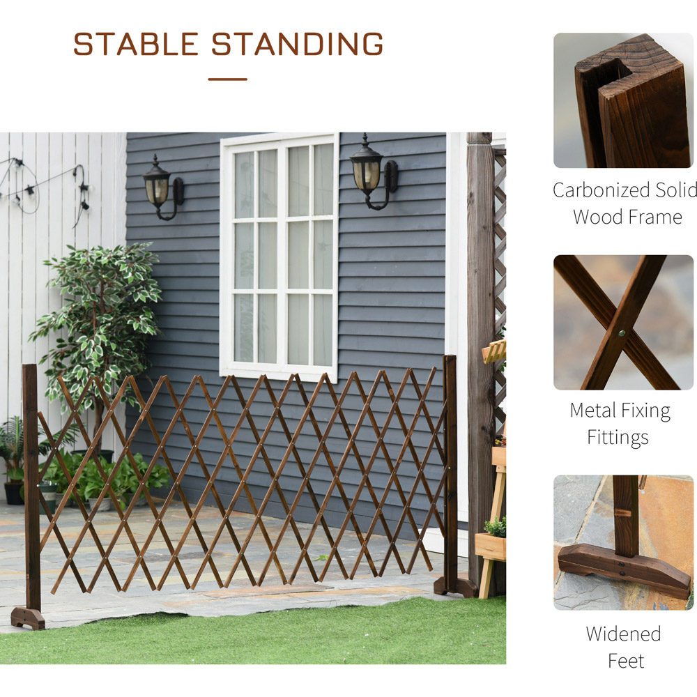 Outsunny Brown Scissor Grid 3 x 7ft Expanding Trellis Fence Panel Image 6