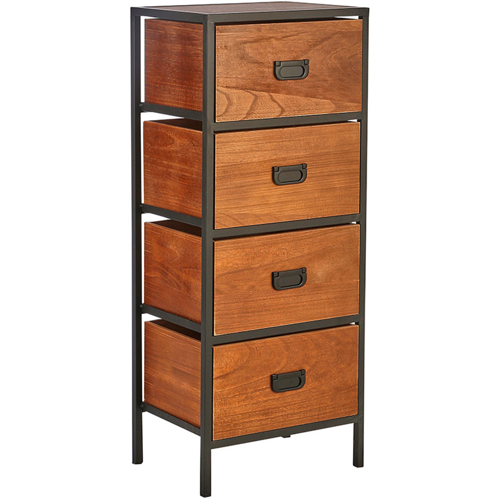 Home Source Cayman 4 Drawer Natural Narrow Chest of Drawers Image 2