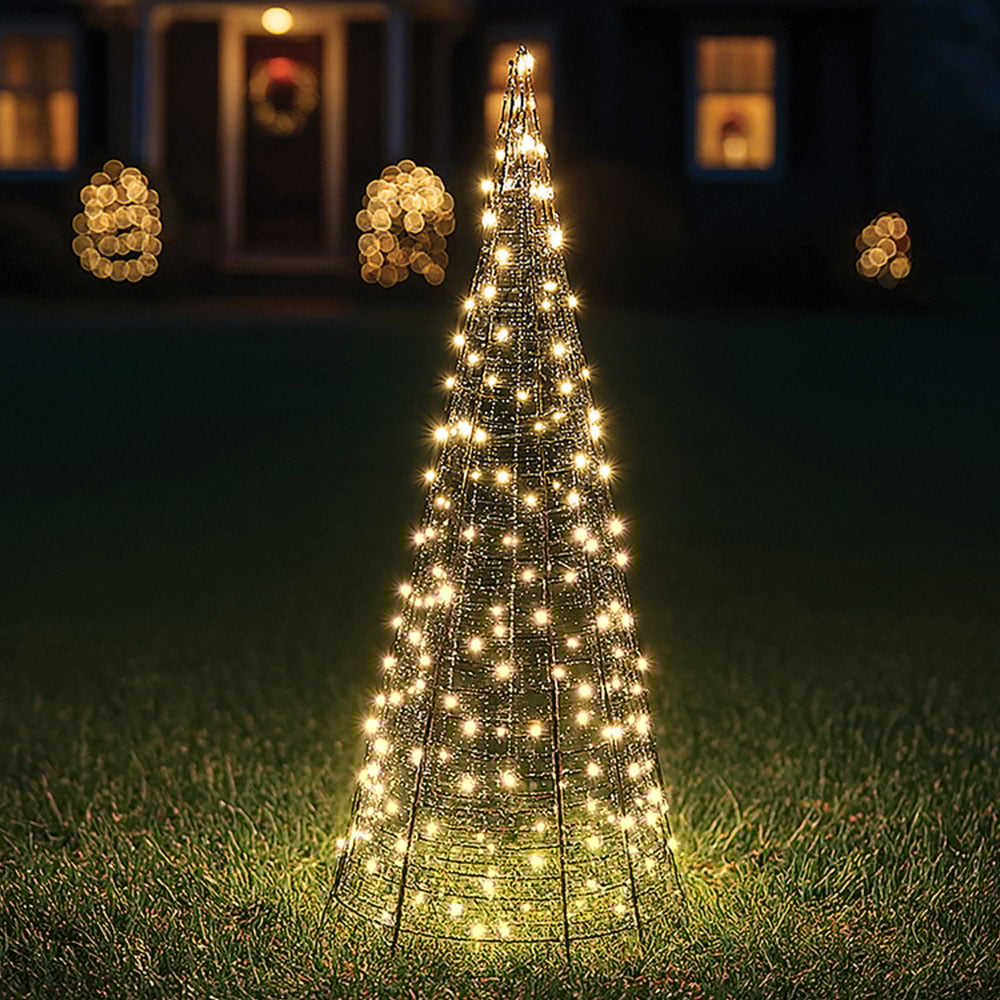 Xmas Haus Black 300 Warm White Micro LED Pyramid Shaped Light Tower 2ft Image 1