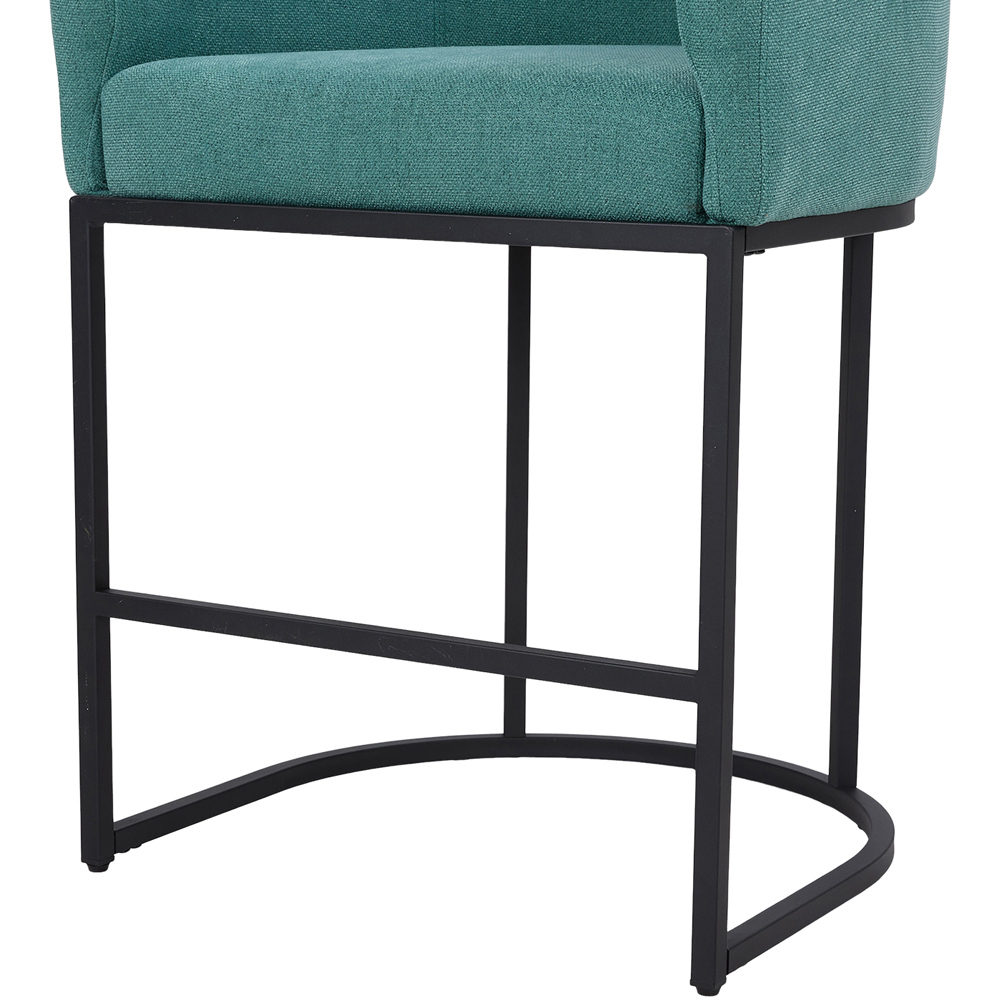 Living and Home Green Chenille Bar Stool with Armrest Set of 2 Image 6