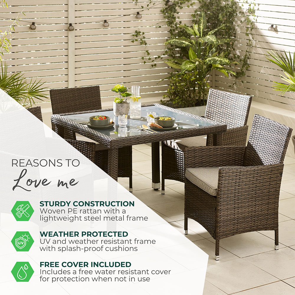 Furniturebox Grenada Grey Rattan 4 Seater Outdoor Dining Set Image 9