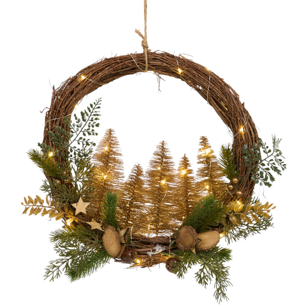 LED Tree Hanging Wreath - Brown Image 4