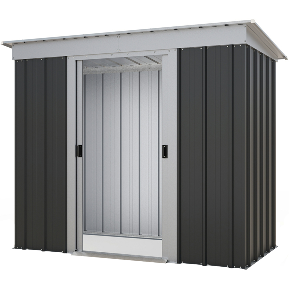 Yardmaster 6 x 4ft Castleton Anthracite Metal Pent Storage Shed with Floor Support Kit Image 1