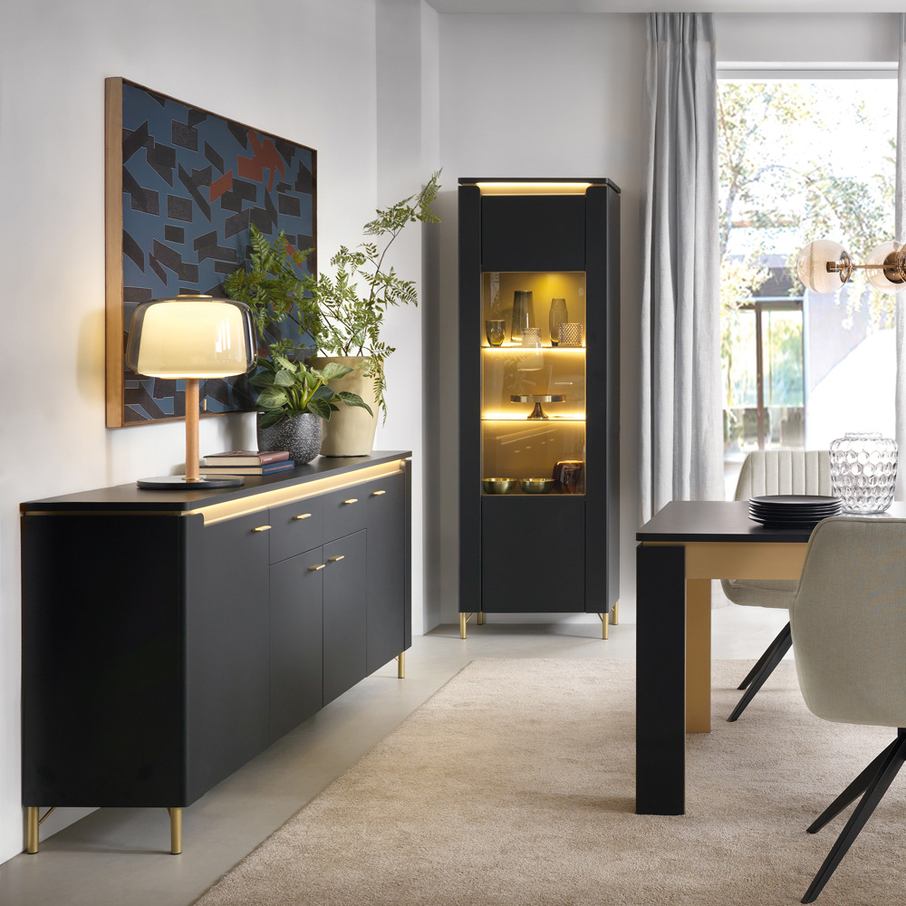 Furniture To Go Genoa 4 Door 2 Drawer Black Sideboard Image 4