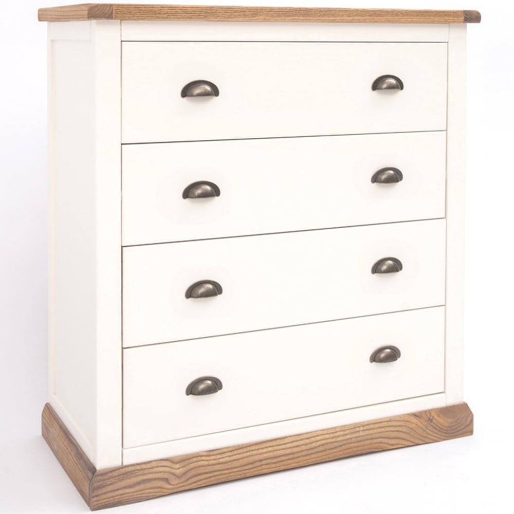 Tropea 4 Drawer Off White Chest of Drawers with Brass Cup Handles Image 3