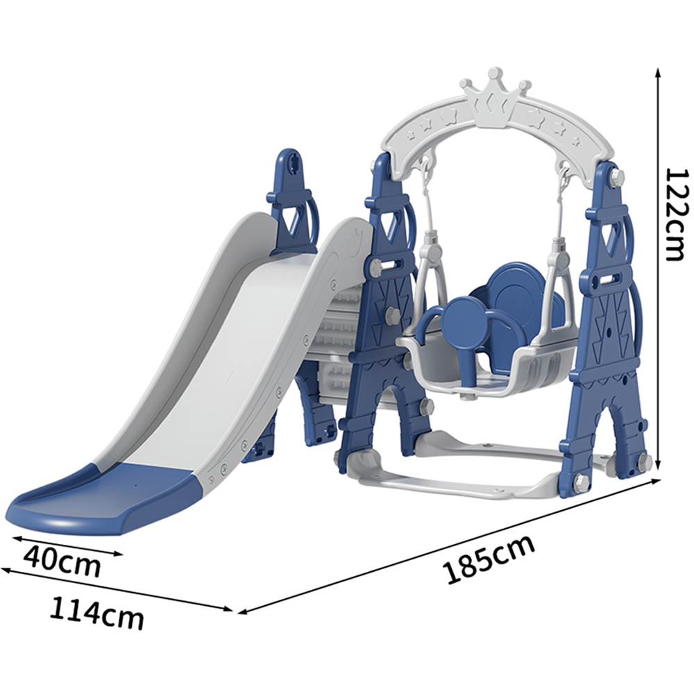 Living and Home Blue 3 in 1 Toddler Plastic Climber Slide and Swing Playset Image 9