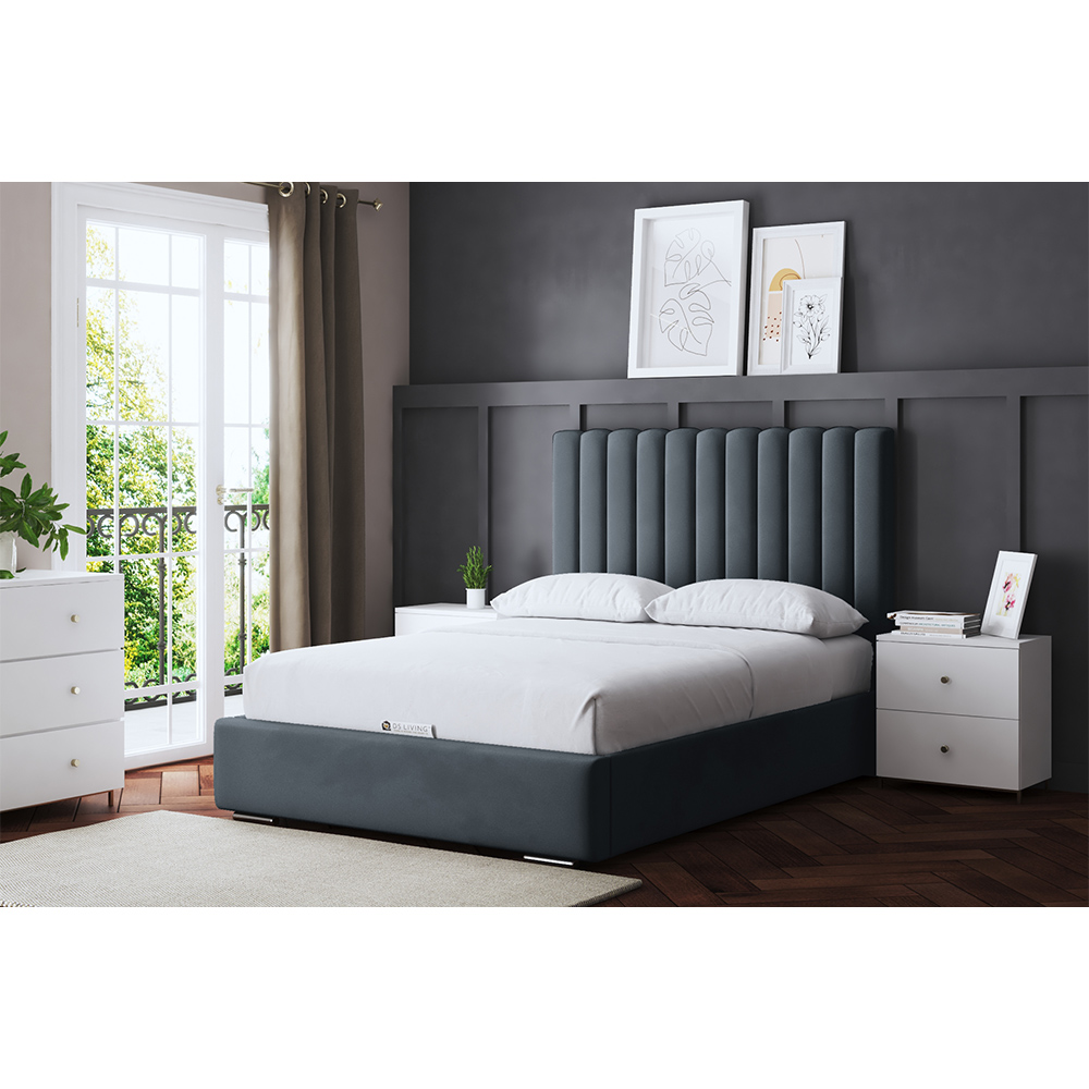 DS Living Evangeline King Size Steel Upholstered Bed Frame with Headboard Image 5