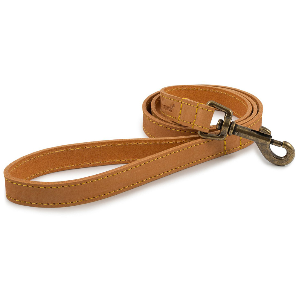 Ancol Timberwolf Leather Dog Lead 1m - Mustard Image