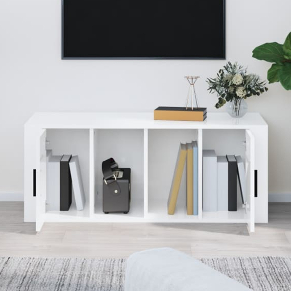 vidaXL 2 Door 2 Shelf White TV Cabinet Image 1
