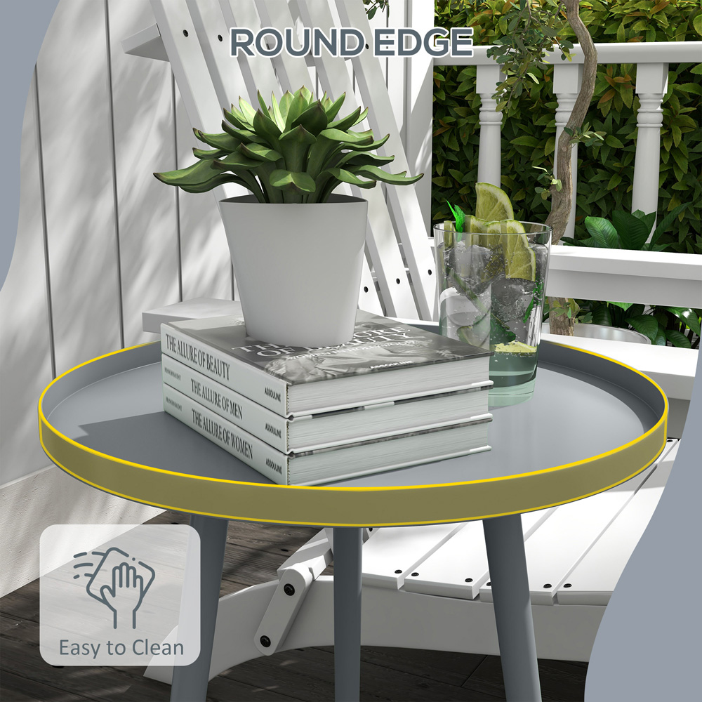 Outsunny Grey Round Garden Coffee Table Image 6
