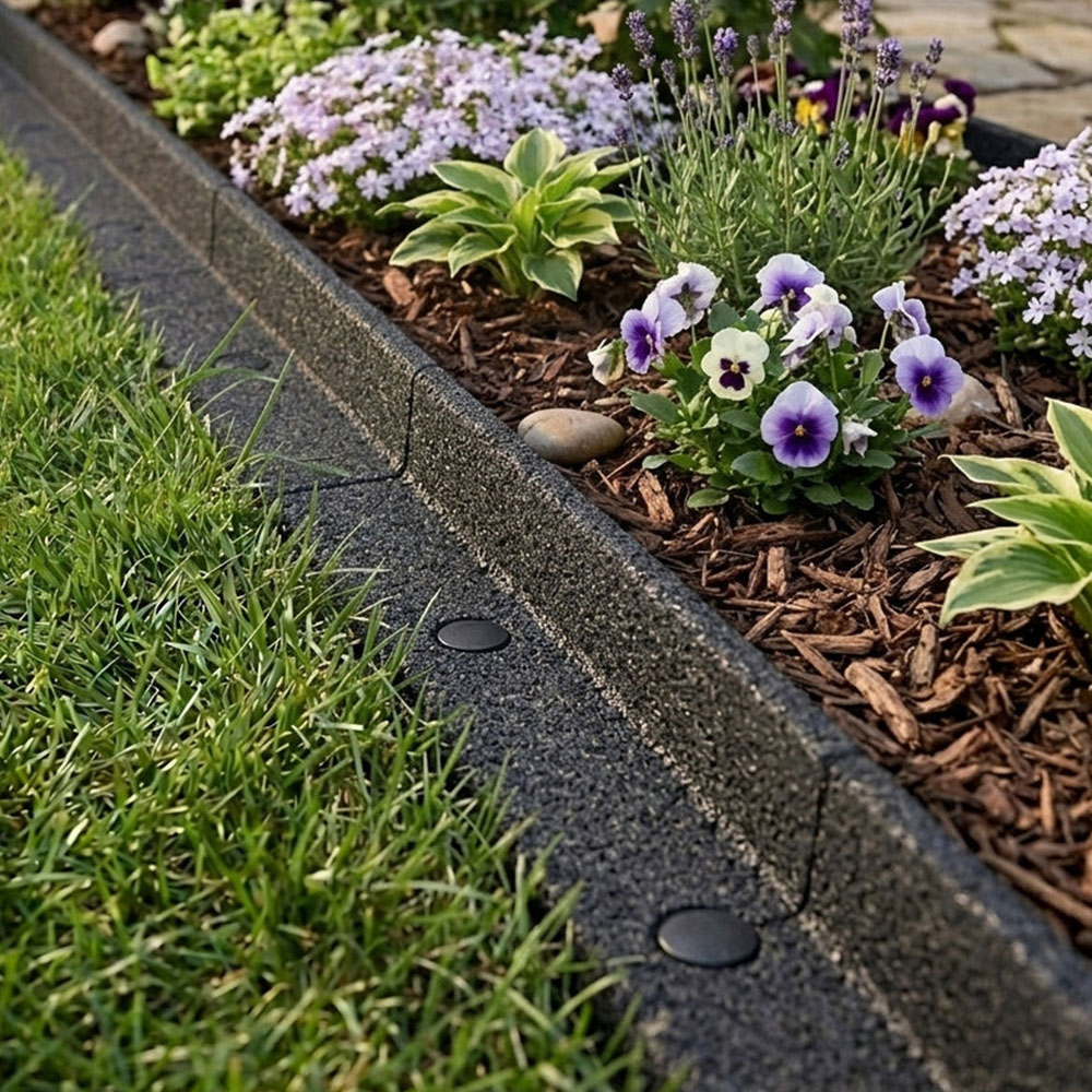 MonsterShop 1.2m 6 Pack Grey Flexible Lawn Edging Image 2