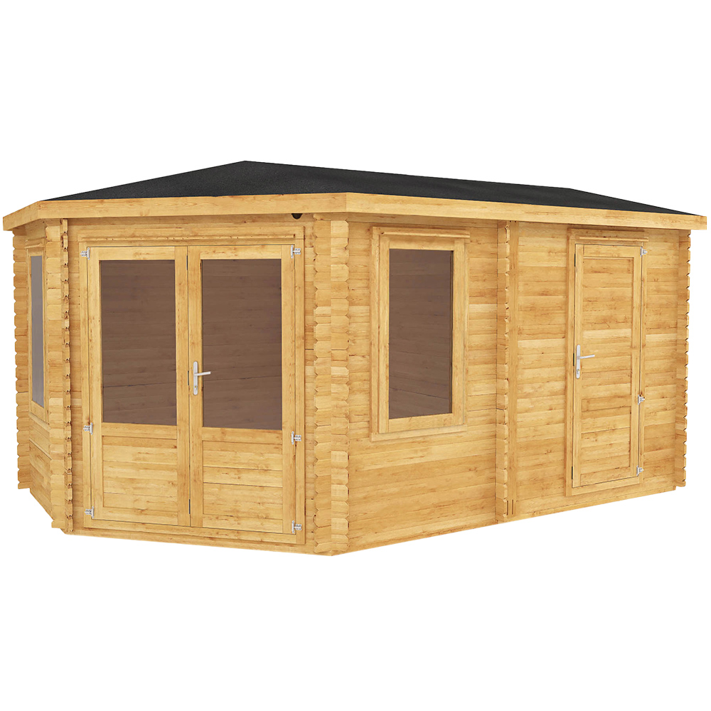 Mercia 16.4 x 9.8ft Corner Log Cabin with Side Shed Image 1