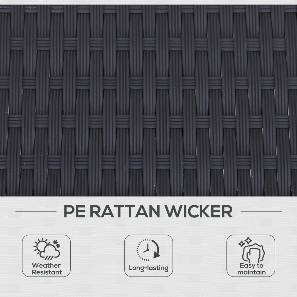 Outsunny 2 Seater Black Rattan Sun Lounger Image 4