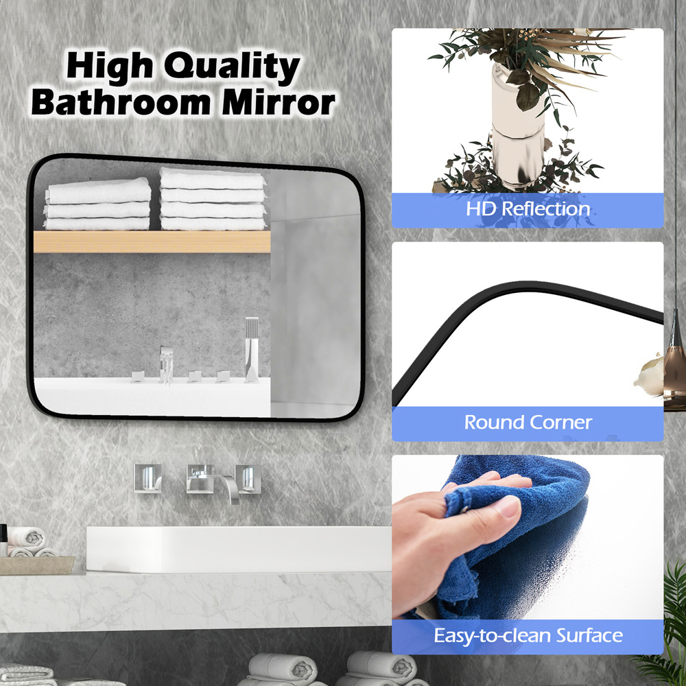 Costway Rectangle Bathroom Wall Mirror with Shatter Proof Film Image 8