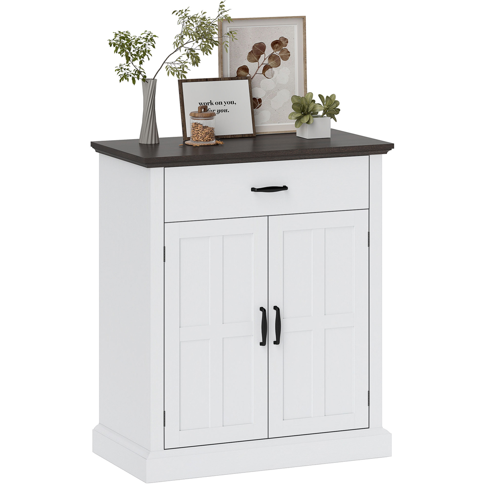 HOMCOM 2 Barn Door White Sideboard Storage Cabinet Image 2