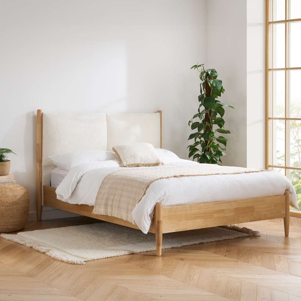 Birlea Marley Double Oak Effect Linen Bed Image 8