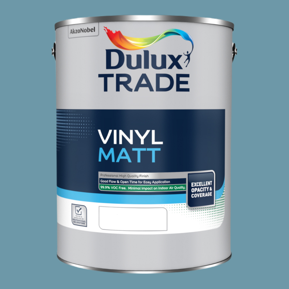 Dulux Trade Stonewashed Blue Walls and Ceilings Vinyl Matt Paint 5L Image 2