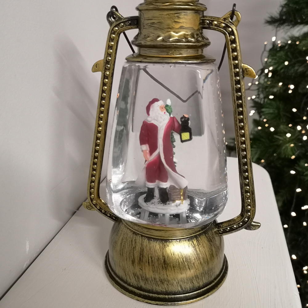 Samuel Alexander Antique Gold Santa Hurricane Lantern Christmas Decoration 24cm Image 4