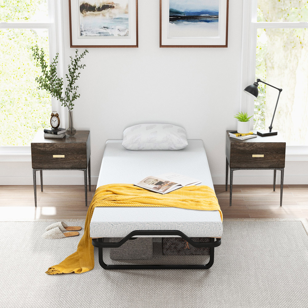 Costway Single Folding Bed with Mattress Image 3